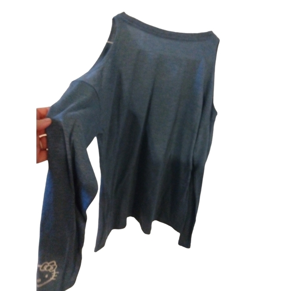 Sanrio Hello Kitty exclusive by Doe Open Shoulder Blue Soft Long Sleeve Tee M - Picture 5 of 6